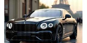 Voiture de luxe brillamment détaillée devant un décor parisien